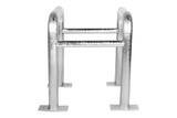 Søjlebeskytter lavet af Ø60 mm rør. Dimensioner: 500x500 mm. Højde 600 mm. på bundplade. galvaniseret (leveres i 4 dele)
